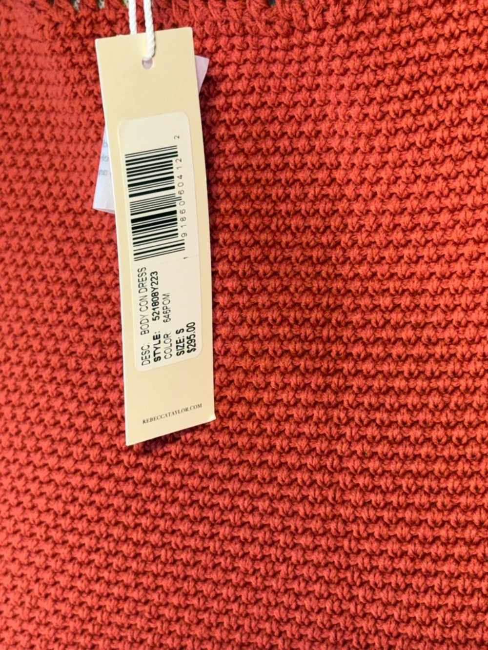 NWT Rebecca Taylor Crochet Trim Cotton Knit Mini Dress Red Small Pomodoro - Picture 5 of 9